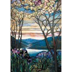 Puzzle - 1000p - Tiffany - Magnolias et Iris