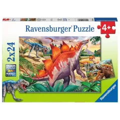 Puzzle - Ravensburger - 2x24p - Mammouths et Dinosaures