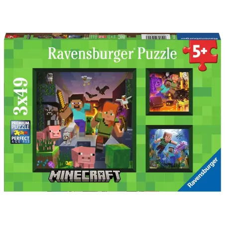 Puzzle - Ravensburger - 3x49p - Biomes de Minecraft