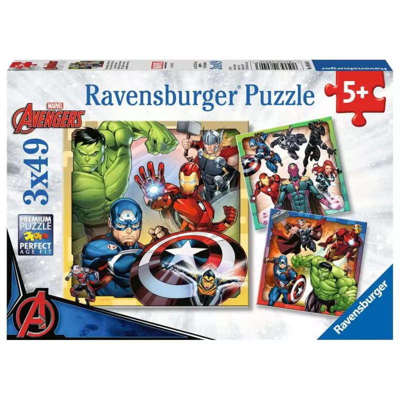 Puzzle - Ravensburger - 3x49p - Les puissants Avengers