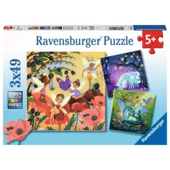 Puzzle - Ravensburger - 3x49p - Licorne - Dragon et Fée