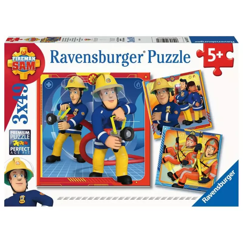 Puzzle - Ravensburger - 3x49p - Notre Héros Sam le Pompier