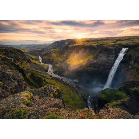 Puzzle - Ravensburger - 1000p - La cascade Háifoss (Puzzle Highlights Îles de rêve)