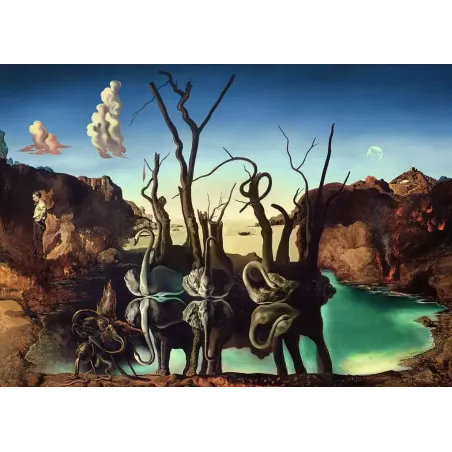 Puzzle Art collection - Ravensburger - 1000p - Salvador Dali - Cygnes se reflétant en éléphants