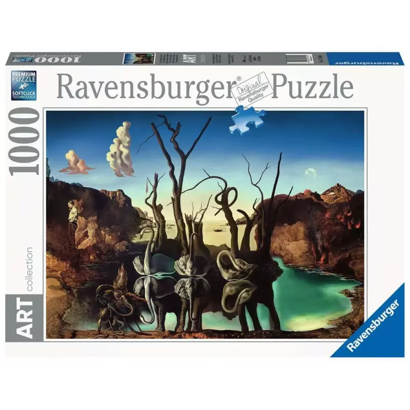 Puzzle Art collection - Ravensburger - 1000p - Salvador Dali - Cygnes se reflétant en éléphants