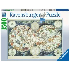 Puzzle - Ravensburger - 1500p - Mappemonde des animaux fantastiques