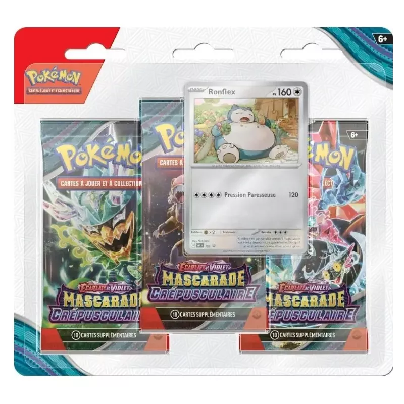 Pokémon – Pack 3 Boosters – EV06 Mascarade Crépusculaire - Ronflex