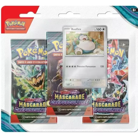 Pokémon – Pack 3 Boosters – EV06 Mascarade Crépusculaire - Ronflex