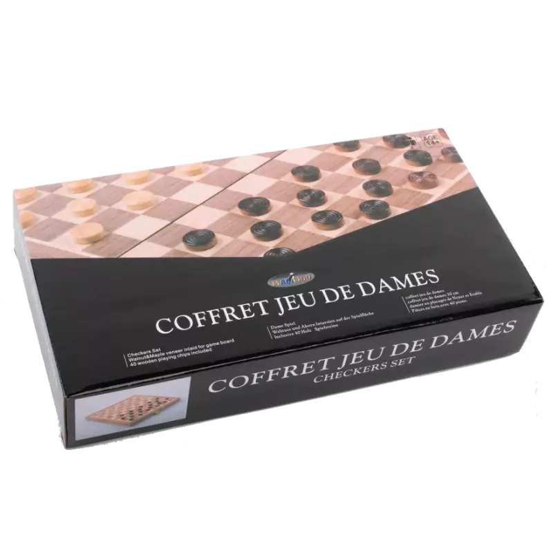 Coffret jeu de Dames en Noyer & Erable - 29 cm